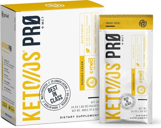 [BRSWYZIDAAAQY3D2] Pruvit Keto//OS Pro Banana Cream + MCT Ketones - Keto//OS Pro Supplement for Energy Boost, Better Digestion and Helps Combating The Aging Process - 20 Packets