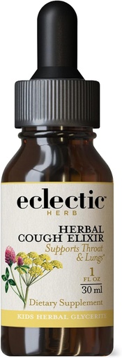 [BRSWIY37AEGQMALC] Eclectic Institute Kids, Herbal Cough Elixir, Black Cherry Flavored | Non-GMO, Gluten-Free | 1 fl oz (30 ml)