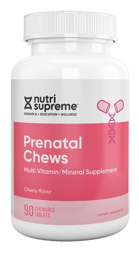 [BRSWIZI7AAOAA3TU] Nutri Supreme Prenatal Vitamin, Chewable Prenatal Vitamins for Women with 800 MCG of Folate, Complete Pregnancy Multivitamin with Iron, Kosher, Cherry Flavor, 90 Count