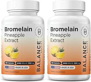[BRSROGL3DEIA4DYY] Balancebreens Bromelain 500mg Capsules – 2400 GDU Pineapple Extract Supplement for Joint Support, Natural Swelling Support, and Healthy Digestion – 180 Organic Capsules Made in USA