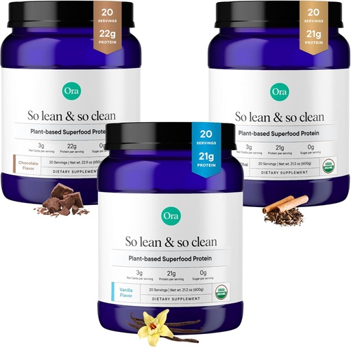 [BRSROGIBCR5G2YI4] Ora Bio Protein Pulver Vanille, Schokolade & Vanille Chai Bundle: 21g Pflanzenbasis, Vanille, Vanille Chai, 20 Servierungen + 22g Pflanzenbasis, Schokolade, 20 Servierungen