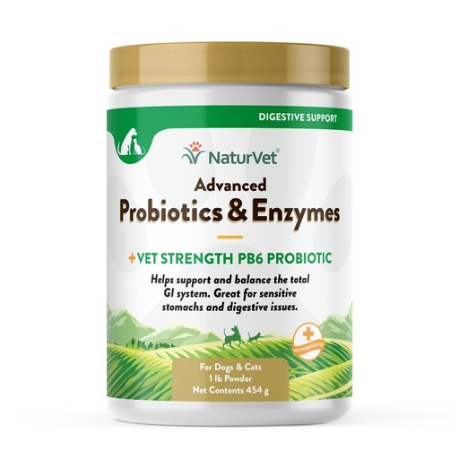 [BRSWGFQEOQAWYG3J] NaturVet – Advanced Probiotics & Enzymes - Plus Vet Strength PB6 Probiotic | Supports and Balances Pets with Sensitive Stomachs & Digestive Issues | for Dogs & Cats (1 lb)