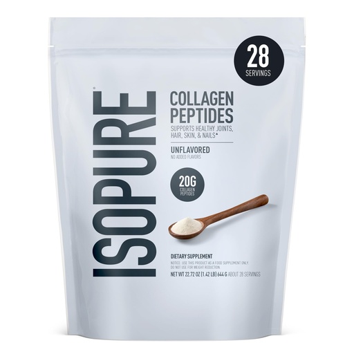 [BRSROHYQCUHQYDTP] Isopure 20g Grass-Fed Collagen Peptides with Biotin + Vitamin C – Supports Skin, Hair, Nails & Joint Health – Unflavored, Keto Friendly Collagen Powder, 28 Servings