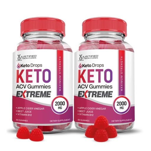 [BRSROA32B5YQOYLL] Justified Laboratories Keto Drops Keto ACV Gummies Extreme (2000 mg) - 60 Count, Pack of 2 - Made with the Mother & Vitamin B12 - Non-GMO, Vegan, Gluten Free - 60 Servings