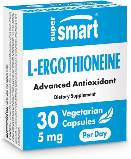 [BRSWIHQZBEMRKDT6] Supersmart L-Ergothioneine Supplement 5mg per Day (Advanced Antioxidant) | Non-GMO - 30 Vegetarian Capsules