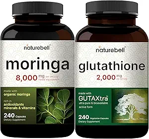 [BRSRAA37BAIGYCTG] NatureBell Moringa Oleifera 8000mg Per Serving & Glutathione Supplement 2,000mg Per Serving Bundle Pack | Made with Organic Moringa Leaf Powder | Master Antioxidant
