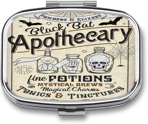 [BRSRA2Q7CR5RMFLF] Metal 2 Organizador de píldoras Organizador Travel Friendly Portable Compact Pill Box Cute Pill Case to Hold Vitamins,Fish Oil,Supplements,Meds,Tablet for Purse,Pocket. (Apothecary)