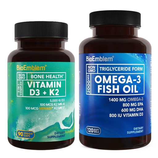 [BRSRAGL2A4BA4YI7] BioEmblem Vitamin D3 K2 Omega-3 Fish Oil