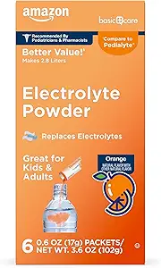 [BRSWGAYNAEBB4EL6]   Basic Care Electrolyte Powder Packets for Kids & Adults, Orange Flavor, 6 Count (Pack of 1)