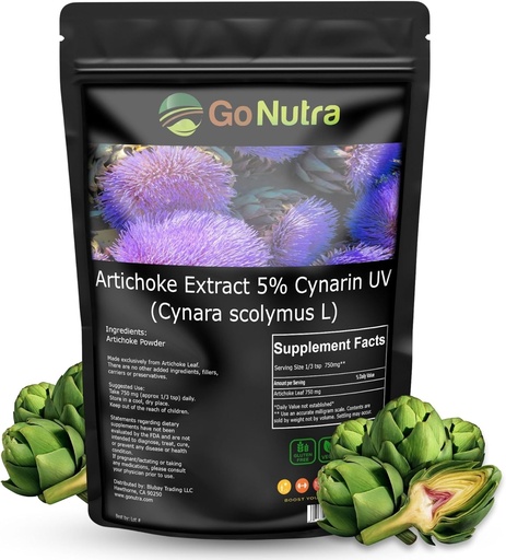[BRSROCATOUJQAFDZ] Go Nutra Artichoke Extract Powder Potent 5% Cynarin Artichoke Powder Pure Artichoke Leaf & Stem 4oz. | 150 Servings