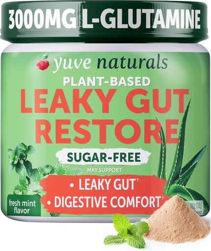 [BRSWGBA7OUHAEFY7] Yuve Gut Health Restore, Vegan & Non-GMO Leaky Gut Repair Supplements, Helps to Relief Bloating, Heartburn, Constipation, Gas & SIBO, with L-Glutamine, Licorice, & Aloe, Pharmaceutical Grade, 30 Servs