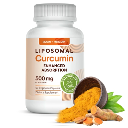 [BRSW2BI2OUMGC3LP] Liposomal Turmeric Curcumin Supplement - High Absorption Capsules for Immune & Joint Support - Non-GMO, No Fillers, No Additives, No Black Pepper - 500mg Per Serving - 60 Capsules