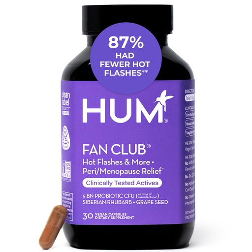 [BRSW2GA7AEPGCETF] HUM Fan Club Menopause Supplement Grape Seed & Siberian Rhubarb, 30 Count | Siberian Rhubarb, Grape Seed Extract, Probiotic Blend, Estrogen-Free, Non-Hormonal, Women, Vegan