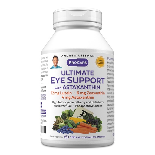 [BRSWYEAROR5AGETK] ANDREW LESSMAN Ultimate Eye Support with Astaxanthin 180 Softgels - 12mg Lutein, 6mg Zeaxanthin, 4mg Astaxanthin, Bilberry. Key Nutrients to Support Eye Health, Promote Healthy Vision. No Additives