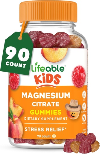 [BRSW2FL2BEGQOCLA] Gummies de Magnesio Lifeable para niños ← 170mg Magnesio Elemental de 1,420mg Citrate de Magnesio ← Gran Tasting Niño Magnesio Suplemento ← Muscle Support and Stress Relief Chewable TEN 90 Gummies