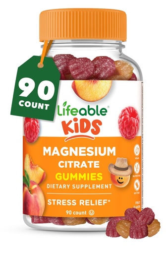 [BRSW2FL2BEGQOCLA] Lifeable Magnesium Gummies for Kids | 170mg Elemental Magnesium from 1,420mg Magnesium Citrate | Great Tasting Kids Magnesium Supplement | Muscle Support and Stress Relief Chewable | 90 Gummies