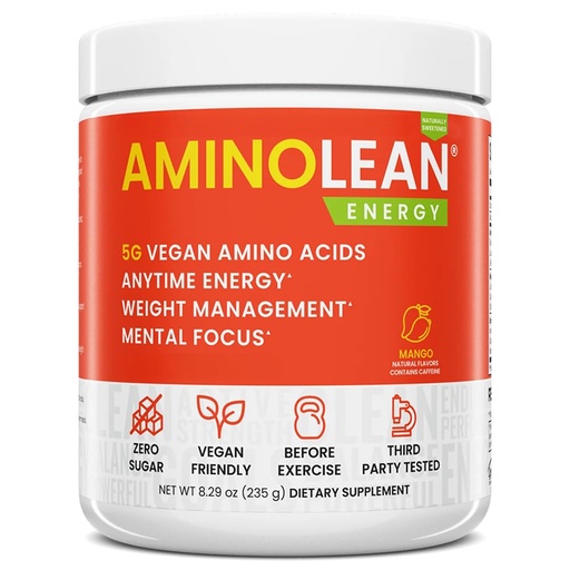 [BRSWYCAHCEHBAGTG] RSP NUTRITION AminoLean Natural Pre Workout Powder, Sucralose Free Amino Energy with No Artificial Dyes, Vegan BCAAs and Weight Management, Mango, 25 Serv
