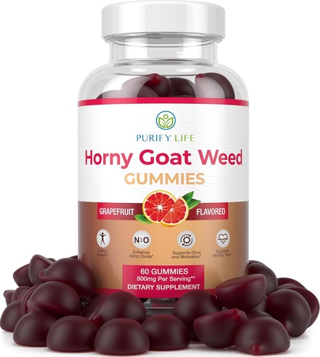 [BRSW2AYFA4PWEG3U] Potent Horny Goat Weed for Men and Women (Max Potency Chews 800mg), Horny Goat Weed Extract Gummies for Energy Management, Performance and Stamina - Vegan, Gluten-Free, Natural Grapefruit Flavor