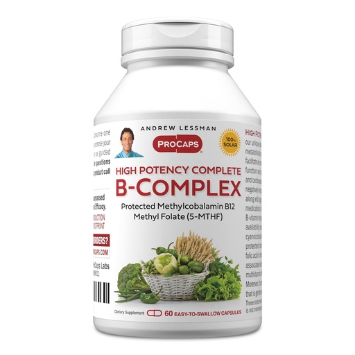 [BRSWKHD4C4OAGCDZ] ANDREW LESSMAN High Potency B-Complex 60 Capsules - with High Levels of Folate Complex and Biotin, Promotes Cellular Growth, Energy, Immune Function, Detoxification, Fat Metabolism and More