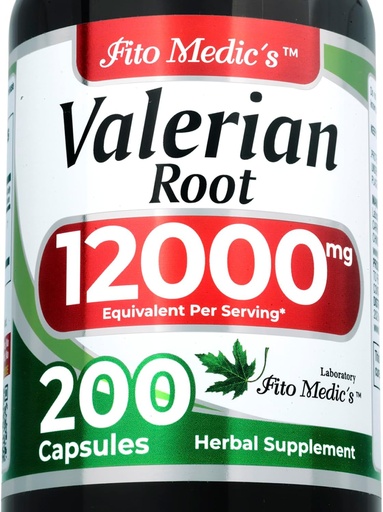 [BRSROAQZOAFB6ADV] FITOCIC'S Lab Valerian Root Capsules |200 Capsules |12000 mg | Valerian Root Extract | Konsentrat |Ultra høy absorpsjon.