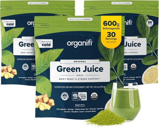 [BRSWKEAKBUJRYHTY] Organifi Green Juice - Organic Superfood Powder - 90-Day Supply - Organic Vegan Greens - Helps Decrease Cortisol - Provides Better Response to Stress - Supports Weight Control - Total Body Wellness