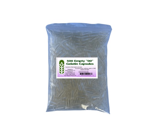 [BRSWGCQ5CJYQ2A3D] Capsule Connection USA-Made 500 00 Size Empty Gelatin Capsules, Resealable Bag, Natural, No additives
