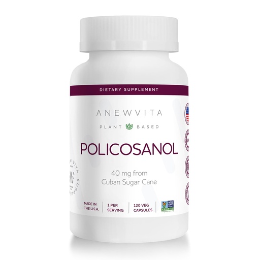 [BRSW2EIFBYFRQFIU] Anew Vitaㅤ Policosanol Supplement - Healthy Lipid Levels, Platelet Function & Circulation, Cuban Sourced Sugarcane, 40mg per Serving, Non-GMO, Gluten-Free - 120 Veggie Capsules, Made in USA