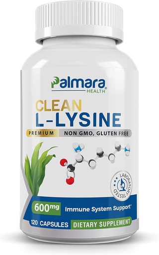 [BRSW2FQ5BYBRUCL3] Palmara Health Clean L-Lysine 600mg, 120 kapsulak | Vegan, GMO eta Gluten Free