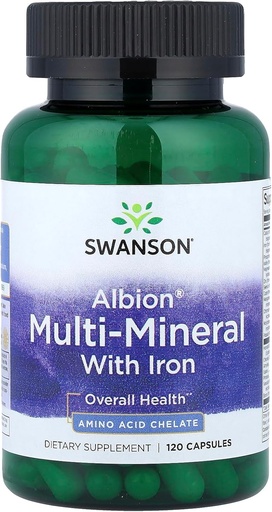 [BRSWIZQYDMCQGDAZ] Swanson Ultra Albion Multi-Mineral with Iron, 120 Capsules | A Comprehensive Mineral Formula with Albion Chelated Minerals for Optimal Absorption, Featuring Iron, Calcium and Zinc