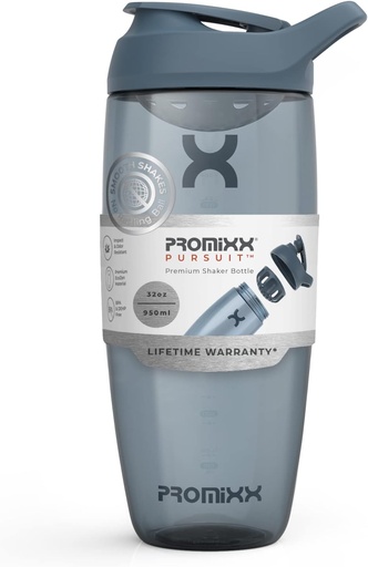 [BRSRMHD3OAPB6AYV] Promixx Pursuit Protein Shaker Flaske (32 oz) - Silent No- Ball Mixer, Leak- Proof Lid, BPA / BPS & Phthalate- Free ECOZEN - Easy- Clean Shaker Cup for Protein Shakes, Pre & Post- Workout Smoothies