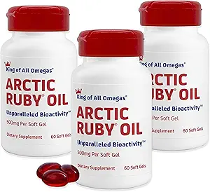 [BRSRAZYNC57Q4GTA] Arctic Ruby Oil - Omega 3 Supplement with Astaxanthin 2mg - Contains Essential Fatty Acids & Antioxidants - Supports Heart, Brain, Eye, Skin, Joint & Immune Health - 60 Softgels (3 Pack)