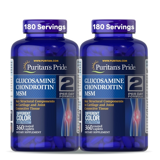 [BRSWYGI2PJ7W22AV] Puritan's Pride Glucosamine Chondroitin MSM Dietary Supplement for Joint Health, 360 Coated Caplets
