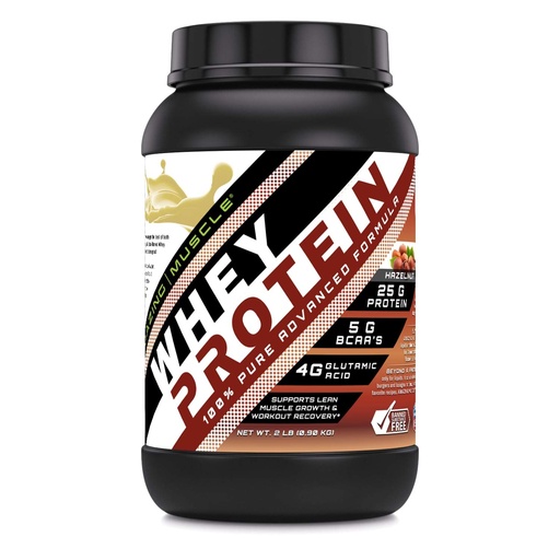 [BRSWGBIHCEMAIF3K] Amazing Muscle Whey Protein Isolate & Concentrate Powder | 25 G Protein per Serving | Non-GMO | Gluten-Free (2 LB, Hazelnut)