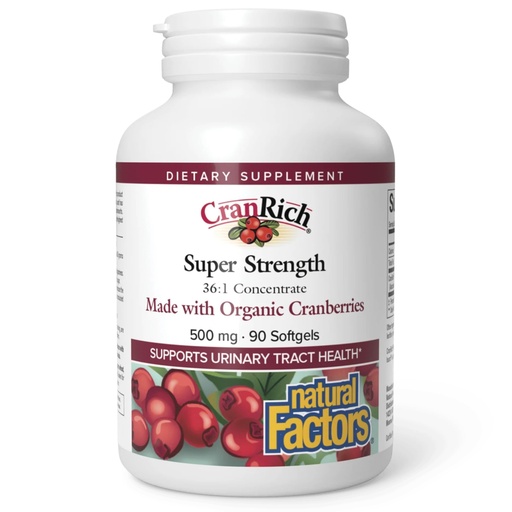 [BRSWIYA3AYBA2FI7] CranRich by Natural Factors, Super Strength Cranberry Concentrate, Antioxidant Supplement for Urinary Tract Support, Non-GMO, 90 softgels (90 servings)