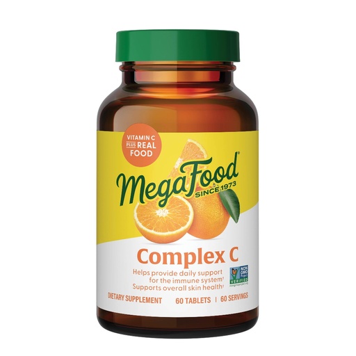 [BRSWIZYZOMOAA3TU] MegaFood Complex C - Vegan Vitamin C Immune Support Supplement, Vitamin C Supplement Made with Real Food Including Orange, Cranberry & Brown Rice, Gluten-Free - 60 Tablets, 60 Servings
