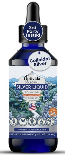 [BRSROHAOOEDW2E3X] Optivida Colloidal Silver Liquid - 10 PPM Liquid Silver Immune Support, Pure Nano Silver Hydrosol Liquid for Family Wellness - Natural Silver Water for Adults & Kids, Non-GMO, 3rd Party Tested - 4 Oz