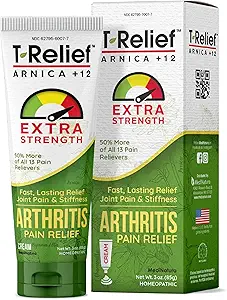 [BRSWIYQTPJ4GOYLI] T-Relief Extra Strength Arthritis Cream Arnica +12 Pain Relieving Natural Medicines Help Soothe Soreness Stiffness Aches & Pains in Joints Naturally - 3 oz
