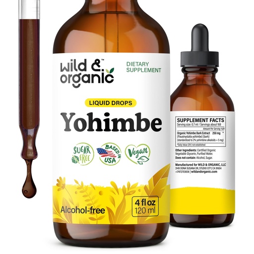 [BRSRAGL5OR5AGD3G] Wild & Organic Yohimbe Supplements for Men & Women - 5 mg Yohimbine Extract Tincture - Alcohol-Free Yohimbe Bark Drops - Vegan, Non-GMO & Sugar-Free - 4 fl oz