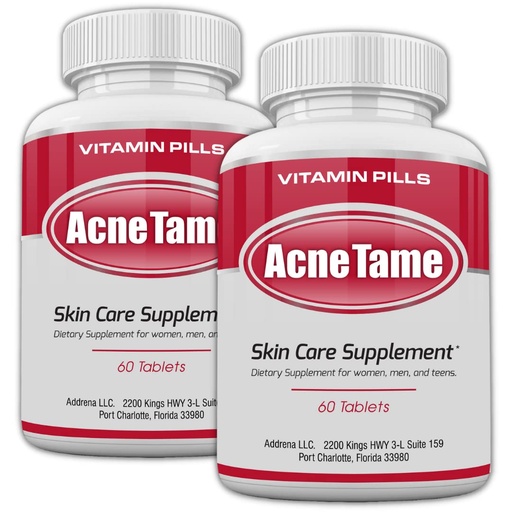 [BRSW2HYKOV5R62A3] Acnetame 2 Pack- Clear Skin Supplements Pill- Tablets for Oily Skin Treatment, Spots, Blemishes, & Sebum Control for Women, Men, & Teens
