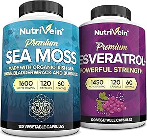 [BRSRABATCJ5ROFY7] Nutrivein Premium Sea Moss Capsules & Resveratrol Supplement Bundle: High-Absorption Resveratrol Capsules and Irish Sea Moss for Digestion, Vitality, & Repair