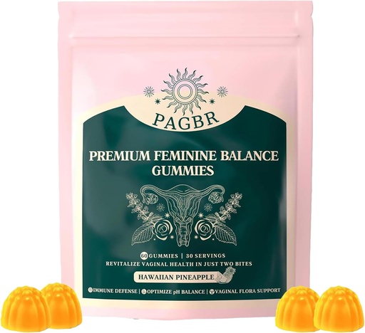 [BRSRAHQZOEFQKYDB] Vital Source Premium Feminine Balance Pineapple Gummies for Women’s Health & Wellness Hawaiian,Improve Immune,Vegan, Gluten-Free & Halal,60 Gummies - 30 Day Supply (1)