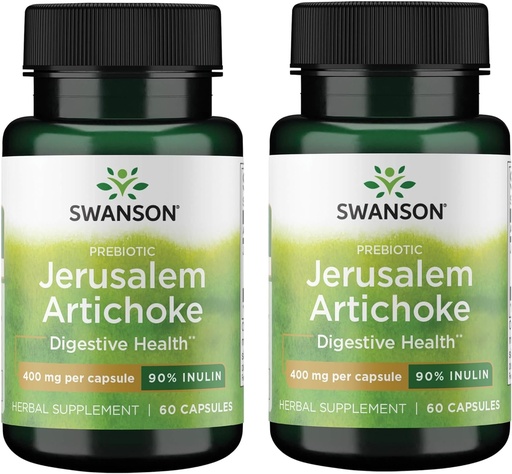 [BRSWGFD3CUHBMF3F] Swanson Prebiotic Jerusalem Artichoke - 90% Inulin 400 mg 60 Caps (2 Pack)