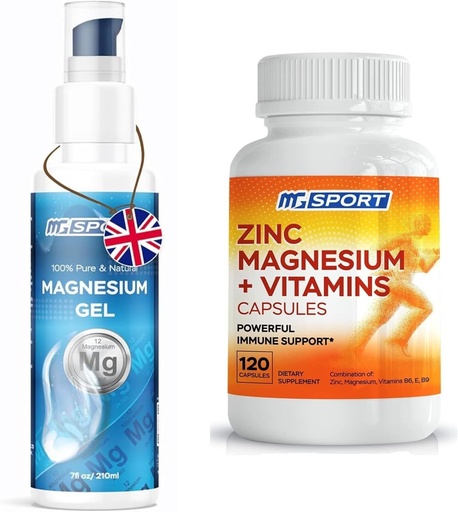 [BRSWYFITCMCAM3DL] High Absorption Zinc and Magnesium Bundle for Muscle Recovery - Zinc Supplement and Transdermal Magnesium Gel for Leg Cramps