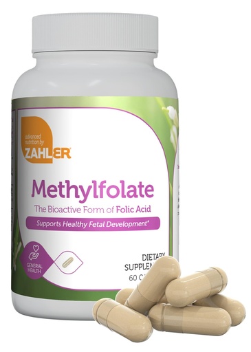 [BRSWGEAPAUNQK3T6] Zahler Methylfolate - Supports Healthy Fetal Development and Genetic Health - Methylated Folic Acid from 1000 mcg DFE L-Methylfolate - Kosher Non GMO Methyl Folate Supplement for Women (60 Capsules)