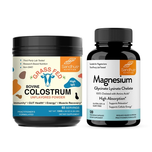 [BRSRAHAYCEJRSFD5] Sandhu's Bovine Colostrum Powder & Magnesium Glycinate Lysinate Capsules | Helps Gut, Immune Heath & Sleep Support