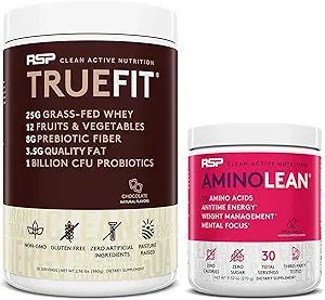 [BRSWYGQ2B4IQKD3A] RSP NUTRITION AminoLean Pre Workout Energy (Fruit Punch 30 Servings) with TrueFit Protein Powder (Chocolate 2 LB)