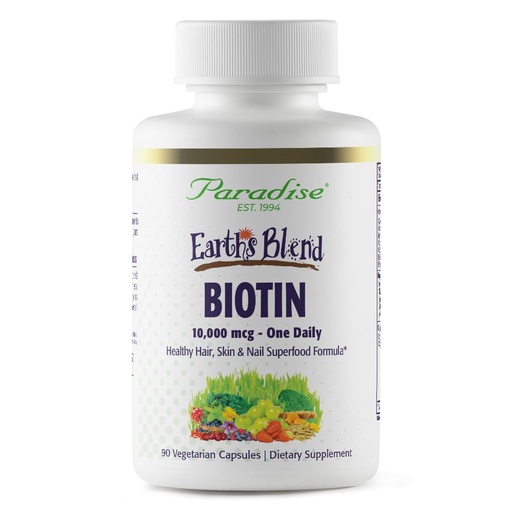 [BRSWGCD2PIPRUCLO] Paradise Herbs Earth's Blend Biotin Supplement, Hair, Skin & Nails, Whole Body Health, Vegan, Non-GMO, 90 Vegetarian Capsules