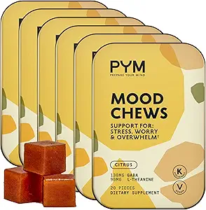[BRSRMAQQCV5Q2HY3] PYM Citrus Mood Chews Support for Stress, Worry & Overwhelm, 120 Count | 130mg GABA, 90mg L-Theanine | Vegan, Non-GMO, Gluten-Free, No Added Sugar | All-Natural Mood Balance Supplement Made in USA