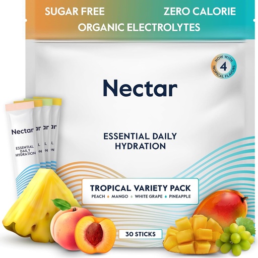 [BRSROBT7OYIBYAA2] Nectar Hydration Packets - Electrolytes Powder Packets - Sugar Free & 0 Calorie - Organic Fruit Liquid Daily IV Electrolytes Powder for Dehydration Relief & Rehydration (Tropical Variety 30 Pack)