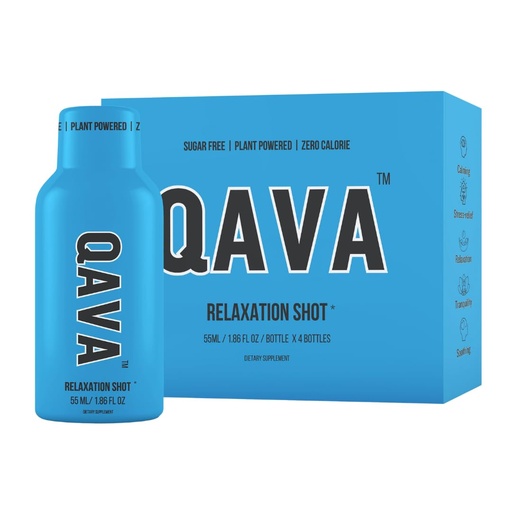 [BRSRAGAPBNYQ2FLU] QAVA Relaxation Shots – Kava Kava - 450MG Kavalactones – Sugar-Free, Zero Calories – 55ml each - Pack of 4